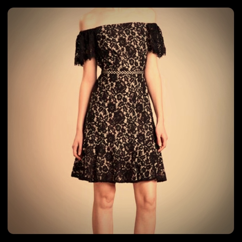 NWT J. Crew Black Lace Off the Shoulder Dress